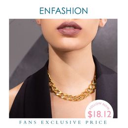 Enfashion Punk Big Strong Link Chain Collier Collier Femme Femmes Gold Couleur en acier inoxydable Déclassement Colliers Men Bijoux P193041 LJ20271D