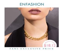 Enfashion Punk Big Strong Link Chain Choker Collier Femmes Gold Couleur Gol