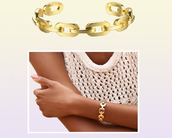 Enfashion Pure Forma Medium Link Chain Pusfelets brazaletes para mujeres joyas de joyería de moda de color oro pulseiras bf182033 v4343011