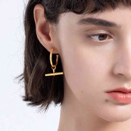 Enfashion Stick Bar Dangle Earring Dames Rvs Kolczyki Earings Gold Color Fashion Sieraden 2021 Geschenken E211237