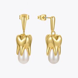 Enfashion de dents à la mode en boucles d'oreilles en perles pour femmes ordes d'oreilles en or
