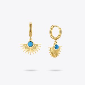 Enfashion Vintage Fan Drop Earrings voor Dames Rvs Mode-sieraden Pendientes Mujer Gift Gold Color Earings E211269
