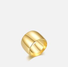 Enfashion vintage brede gladde ringen vrouwen goudkleur eenvoudige ring 2021 roestvrij staal anillos mode sieraden cadeau r2140888325619
