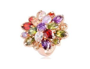 Engagement Cubic Zirconia 18K Rose Gol Crystal Ring Set Set pour femmes Anneaux de diamant Jewellery1853998