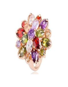 Engagement Cubic Zirconia 18K Rose Gol Crystal Ring Set Set pour femmes Anneaux de diamant Jewellery9932986
