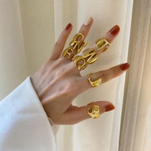Cadeaux de fiançailles minimalisme A-Z anneaux initiaux pour femmes bijoux en acier inoxydable déclaration Alphabet lettre Bague Bague Femme