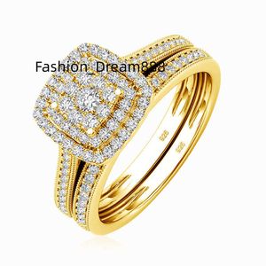 Engagement Gold 18k Cubic Zirconia Gold Moissanite Diamond Women Luxury Silver 925 Wedding Rings Couple Set