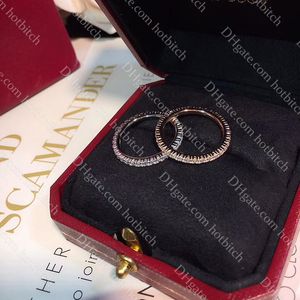 Verlovingsringen voor vrouwen Designer trouwring Womens Classic 925 Sterling zilveren sieraden Full Diamond Party Band Ring groothandel