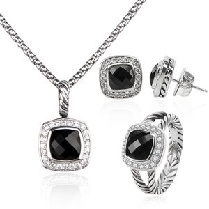 Bagues de fiançailles ensemble de bijoux Bracelet boucles d'oreilles collier luxe breloque argent anneaux ensemble Bracelet collier torsadé pour les femmes