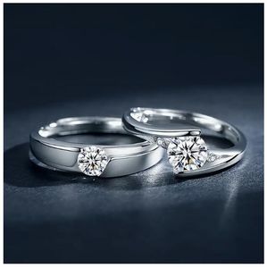 Verlovingsringen Trouwringen Sets Mannen Vrouwen Sieraden Paar Ringen Set Met Diamanten 925 Zilveren Hematiet Zirkoon Liefde Ring