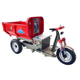 Camion à cendres de chantier de construction de tricycle électrique d'ingénierie, camion à benne basculante de transport à déchargement automatique de ciment en béton, camion à briques