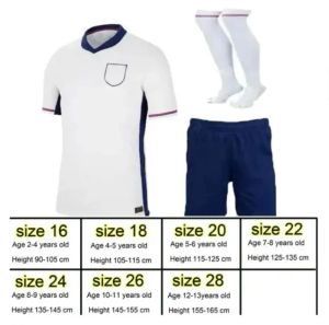 Engeland 2024 Voetbaltruien Saka Foden Bellingham Engeland Kane Sterling Grealish National Team Football Kit 24 25 Red Shirts White Blue Kids Kit Top