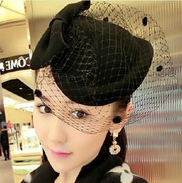 Chapeau de style ancien anglais pour femme, petit chapeau en pure laine, coiffure de mariée, automne et hiver, livraison gratuite HT22