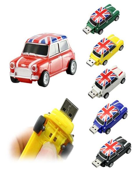 Angleterre Mini Cooper Car Personnalized Pendrive 32 Go AMOVABLE USB 20 FLASH DRIDE 4 16 32 64 128 8 Go Stra Drive Plastic Stick Newsto6235524