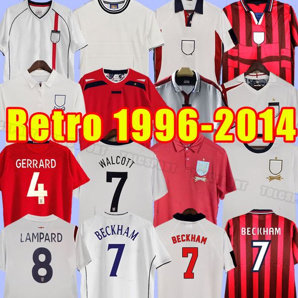 Camisetas de fútbol de Inglaterra Kits de apagón BECKHAM GASCOIGNE OWEN GERRARD Camiseta de fútbol retro BARNES Mash Up FOWLER ROBSON SCHOLES5 07 08 10 09