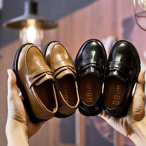 Engeland stijl kinderen jongens schoenen herfst mode vintage PU lederen gentleman schoenen kinderen dikke zool school loafer schoenen 210713