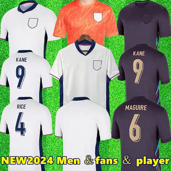 Inglaterra camisa de fútbol 2024 Jerseys de fútbol de Bellingham Sterling Rice Rashford Grealish Mount Foden Saka 24 25 Kane Fans Jugador Camisas de fútbol Kits Kids Kit