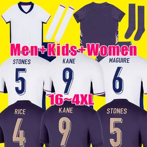 Angleterre Football Shirt Bellingham Rashford Kane 2024 Euro Cup 24 25 Soccer Jersey Team National Home White Away Men Kid Kit Kit Women Saka Rice Foden 16-4XL