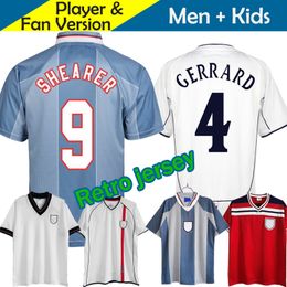 Angleterre Retro Football Shirt Vintage Soccer Jersey Classic Mens Top Home White Away Red 1990 2002 82 84 87 90 94 95 96 98 99 01 Shearer Lineker Gerrard Lampard Scholes