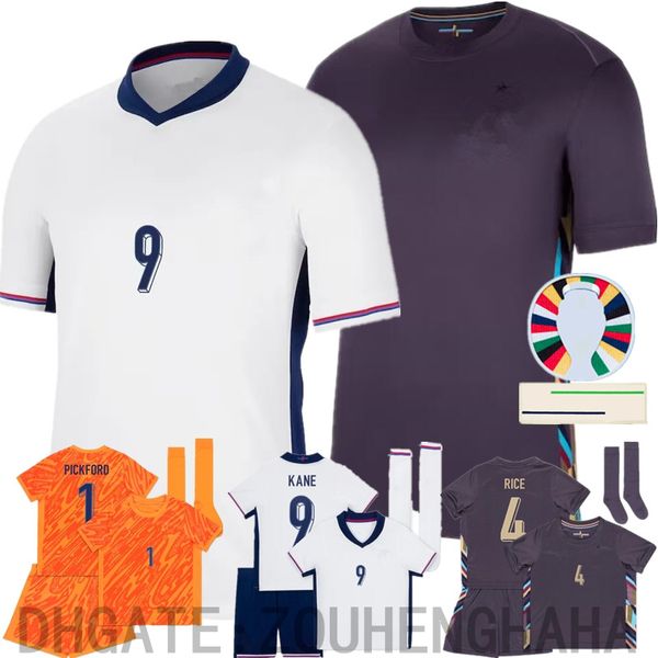 Inglaterra Soccer Jersey Bellingham Rashford Kane 2024 Eurocup Camisetas Kits Kit National Team National Version Versión del jugador Camisa de fútbol Sterling Grealish Mount
