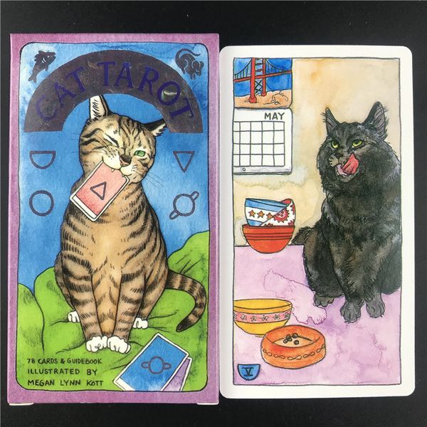 Inglés Cat Magic Read Fate Divination Tarot Deck Juego de mesa Familia Naipes Regalo