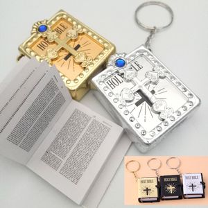 Anglais Mini sainte Bible porte-clés religieux chrétien jésus croix porte-clés femmes prière dieu bénisse cadeau Souvenirs porte-clés