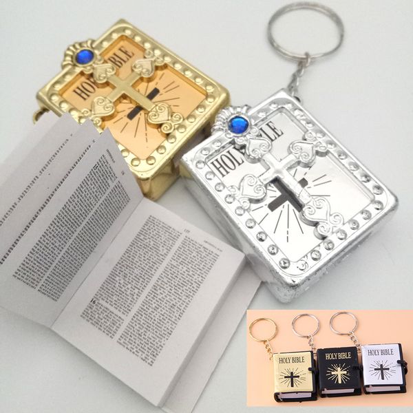 Mini llavero de la Santa Biblia en inglés, llavero religioso cristiano con cruz de Jesús, llavero de recuerdo para regalo de bendición de Dios para mujer