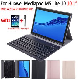 Étui pour clavier Bluetooth, anglais, espagnol, russe, pour Huawei Mediapad M5 Lite 10 10.1 BAH2-W09 BAH2-L09 BAH2-W19, housse Funda + cadeau