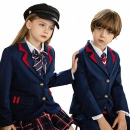 Ensemble de costume d'école d'étudiant de style anglais et uniforme de maternelle, vêtements d'école de printemps et d'automne, uniformes de classe d'automne pour enfants.R99y#