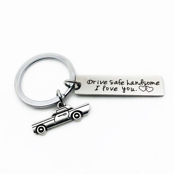 Graver coeur lettres voiture porte-clés lecteur sûr beau je t'aime porte-clés bibelot fête des pères cadeaux cadeau d'anniversaire pour les frères