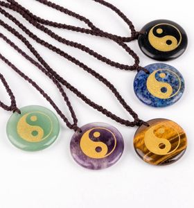 Grave taoïstische taiji yinyang vis patroon hanger ketting ketting natuurlijke kristalsteen reiki genezing sieraden men039s en dames039S6842957