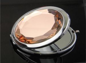Miroir compact cosmétique gravé 7 cm Miroir de maquillage pliant miroir compact avec miroir de poche en métal en cristal pour le mariage cadeau9861078
