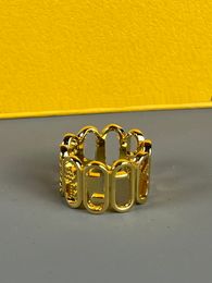 Gegraveerde Hollow Out Men Ring Fashion Style Lady Women Titanium Steel F Letter 18K Gold Wide Rings Sieraden Geschenken FRN1 - 02