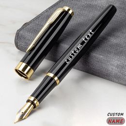 Gravure Custom Fountain Pen Luxe Office Supply School Kit Ink Hoge kwaliteit Gepersonaliseerde black metal cadeau set schrijven