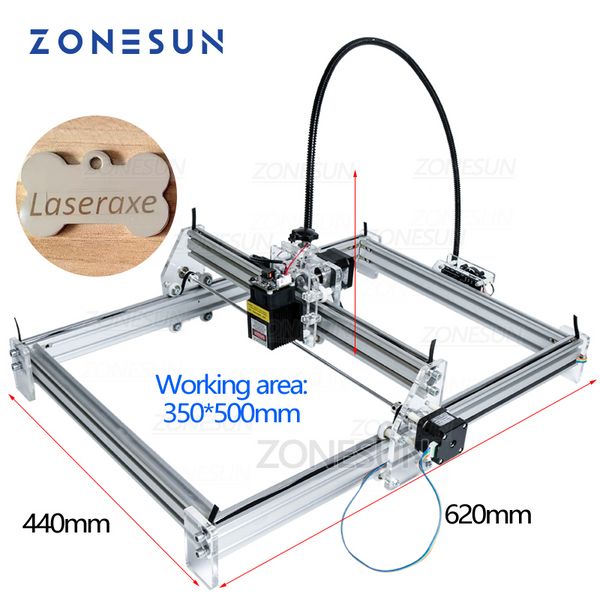 Machine à graver Laseraxe 405nm 500mW, Mini graveur Laser de bureau, graveur Laser 35x50cm, puissance Laser réglable