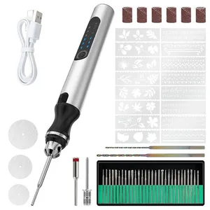 Gravure stylo avec 34bits outils rotatifs sans fil électriques outils de graveur professionnel pour le métal en bois