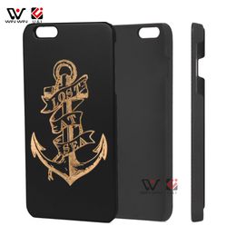 Black Phone Cases voor iPhone 6 7 8 Plus 11 12 PRO XS XR X MAX Graveren Houten PC Custom Pattern Logo Mode Back Cover Shell Groothandel