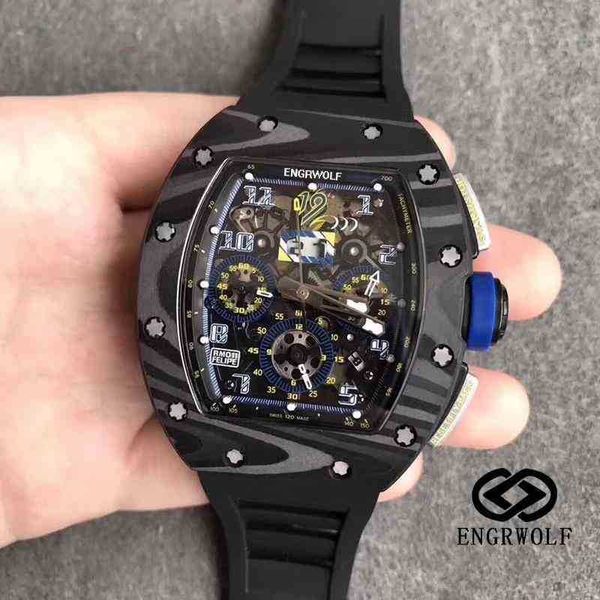 Engrwolf montre r rm011 série 7750 synchronisation automatique mécanique bande noire montre pour hommes