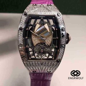 Engrwolf montre r rm71-01 série 2824 automatique en acier blanc pleine perceuse montre pour femme