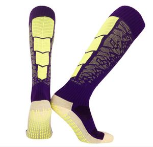 Améliorer la puissance explosive chaussettes vertes fluorescentes fond de serviette épaissi pour hommes sur le genou adulte long tube sport distribution antidérapant football football bas