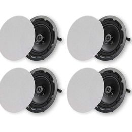 Améliorez votre audio domestique avec MICCA 8 dans le plafond à 2 voies ou des haut-parleurs ronds muraux - 4 pack, Woofer 8 pouces, conception sans bord à profil bas, peinture blanche - parfait pour les pièces intérieures ou la couverture