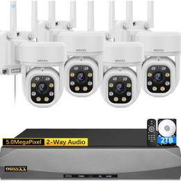 Verbeter uw thuisbeveiliging met Auto-Video Tracking WiFi PTZ Outdoor Security Camera System-2-Way Audio, 5MP draadloze camera's, 10 kanaal NVR Video Surveillance DVR Set