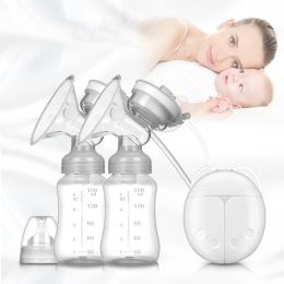 Extracteur de lait maternel électrique en activité 2 bouteilles de bébé Bilateral Bilateral Bilateral USB Charge Massage mammaire silencieux Lactation bébé