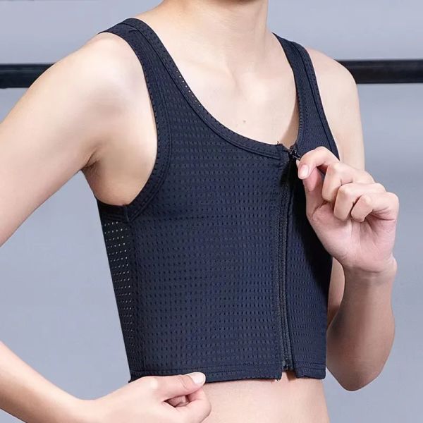 Enhancer Flat Past Slim Shaper FTM lesbien Mesh respirant Cashirt S4xl Bandage de bandage à glissière