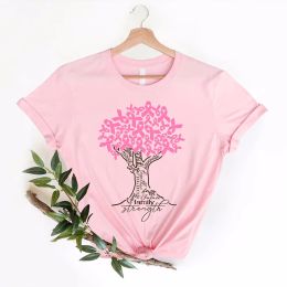 Versterker roze lint boom t -shirt borstkanker bewustzijn motiverende jager grafische katoen T -stukken