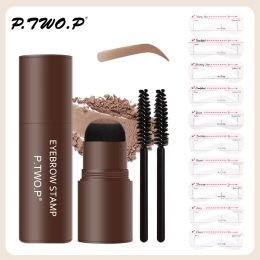 Amplaceurs Ptwop One Step Evergwe Stamp Shaçage Kit Set Spolproof Women Makeup Brows Pochic and Kit Tattoo Brush Brush Fixt Gratuit
