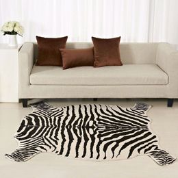 Enipate Zebra Caza Caza Rug estampada Caux Faux Cuero Nonslip antiskid Mat de estampado de animales para inicio 110x75cm 50 90cm303m