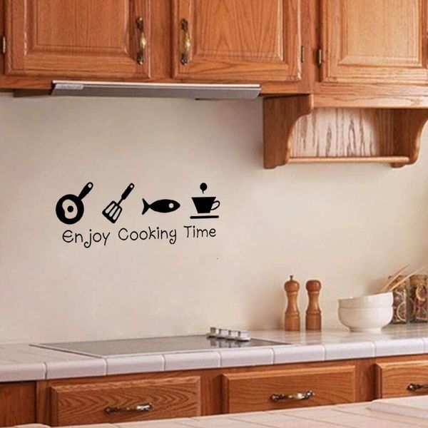 Profitez de la cuisson des autocollants muraux pour la cuisine du salon fond de chambre décoration de maison autocollante de poisson anti-huile étanche décalcomanies