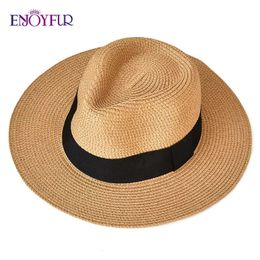 Profitez des chapeaux de soleil d'été pour les femmes homme panama chapeau paille de plage de plage mode uv soleil pavé de voyage 240418