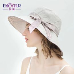 Profitez de l'été pour femmes chapeaux de soleil bowknot ruban imprimé coton plage Cap de plage mode femelle protection uv chapeau extérieur chapeu féminino240409